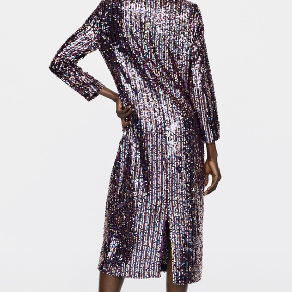 Multicolored midi sequin long sleeve dress - Picture 6 of 7